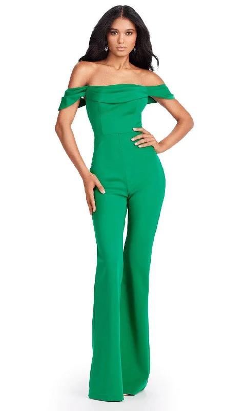 Ashley Lauren 11532 - Draped Off Shoulder Jumpsuit High-end unclassified dresses