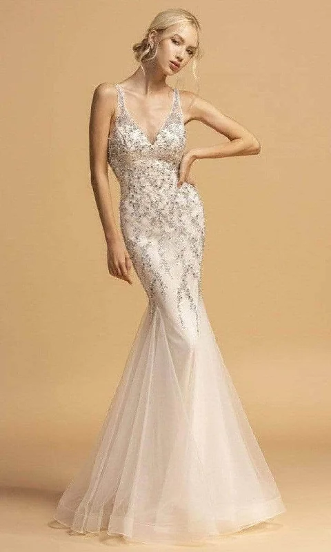 Aspeed Design - L2205 Plunging V-Neck Sleeveless Prom Dress Popular unclassified dresses