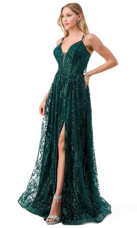 Aspeed Design L2769T - Glitter Evening Prom Dress with Slit Satin unclassified dresses