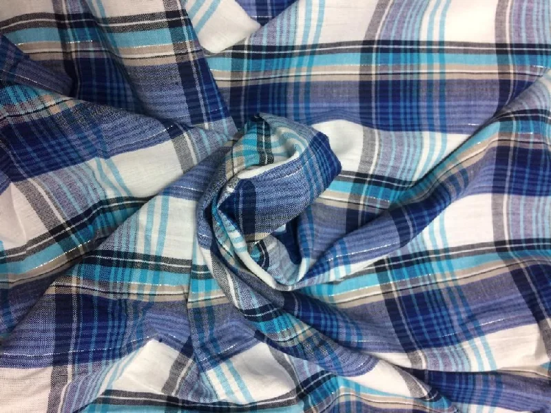 Blue  And White Cotton Check Fabric Wedding guest unclassified dresses