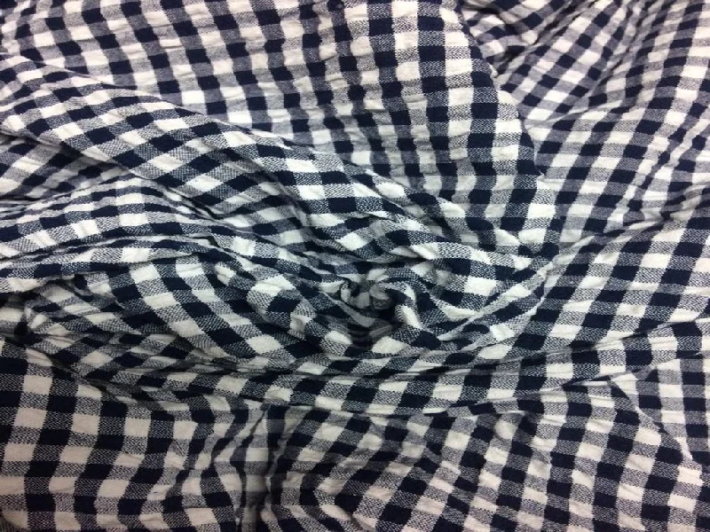 Blue & White Check Seersucker Cotton Fabric Formal unclassified dresses