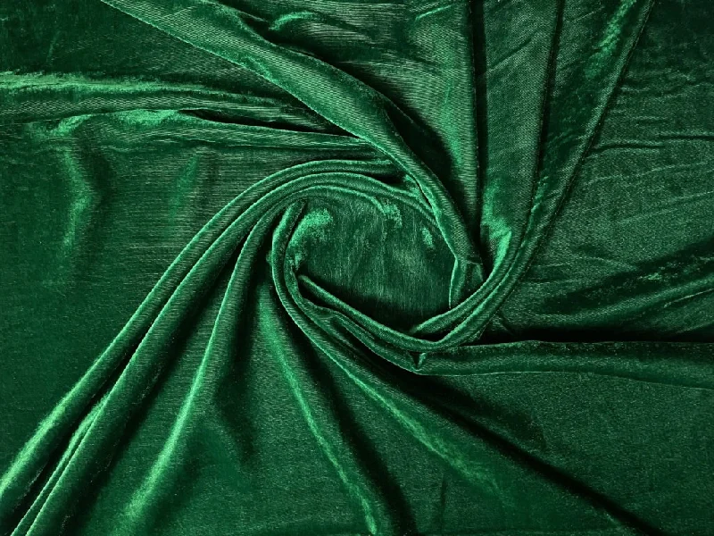 Bottle Green Plain Viscose Micro Velvet Fabric Ruffled unclassified dresses