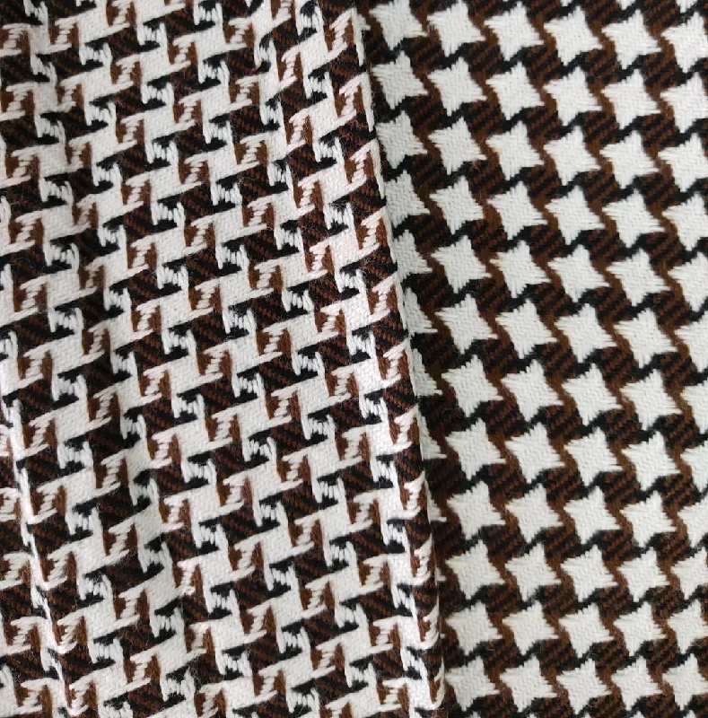 Brown & White Abstract Woolen Tweed Fabric Everyday wear unclassified dresses