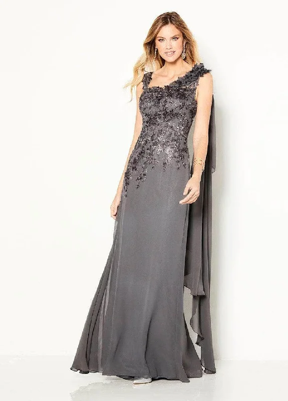 Cameron Blake - Asymmetric Ruffle Draped Prom Dress 219687 - 1 pc Smoke In Size 16 Available Fall unclassified dresses