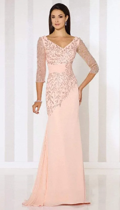 Cameron Blake by Mon Cheri - Chiffon Sheath 116651 - 1 pc Oyster Pink in Size 6 Available Spring unclassified dresses