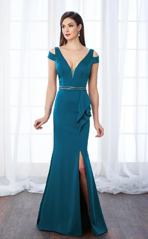 Mon Cheri Deep V-Neck Trumpet Dress 217647 Chiffon unclassified dresses