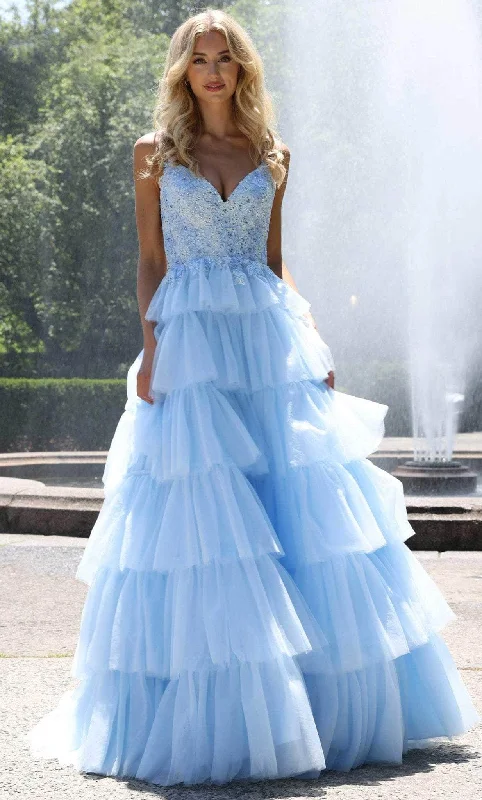 Colors Dress - Tiered A-Line Prom Dress 2911 - 1 pc Light Blue In Size 4 Available Dark color unclassified dresses