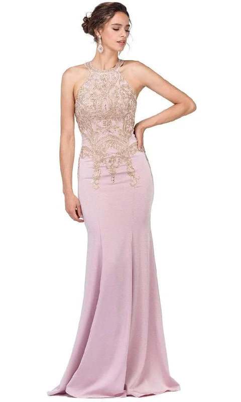 Dancing Queen 2457 - Halter Embroidered Prom Dress Popular unclassified dresses