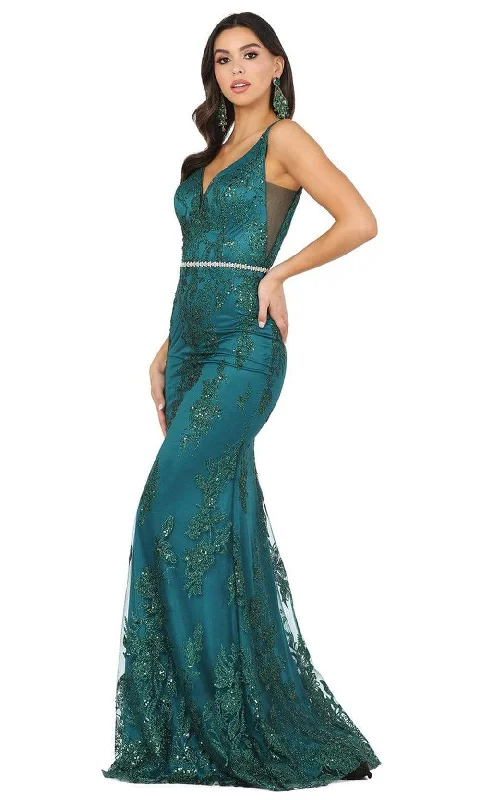 Dancing Queen - Embellished V Neck Mermaid Dress 2946 - 1 pc Hunter Green In Size XS Available Budget-friendly unclassified dresses