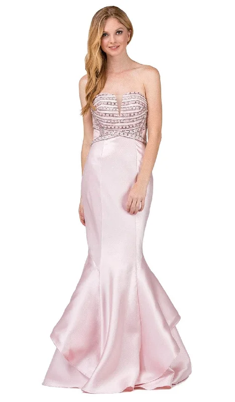 Dancing Queen - Strapless Ruffled Mermaid Prom Dress 9917 - 1 pc Blush In Size L Available Formal unclassified dresses