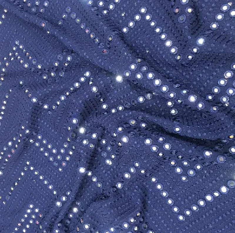 Dark Blue Chevron Mirror Work Embroidered Dyeable Viscose Georgette Fabric Summer unclassified dresses