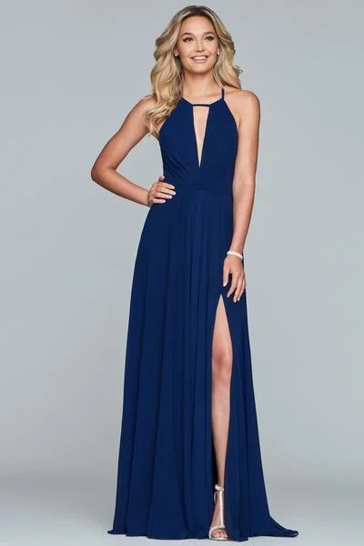 Faviana - Faviana - S10235 Sleeveless Halter Chiffon A-line Dress Tulle unclassified dresses