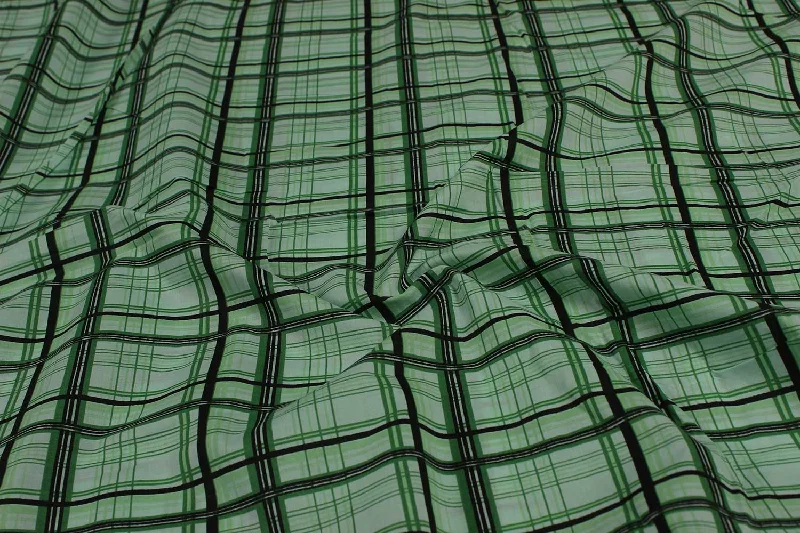 Green Cotton Cambric Check Fabric High-low unclassified dresses