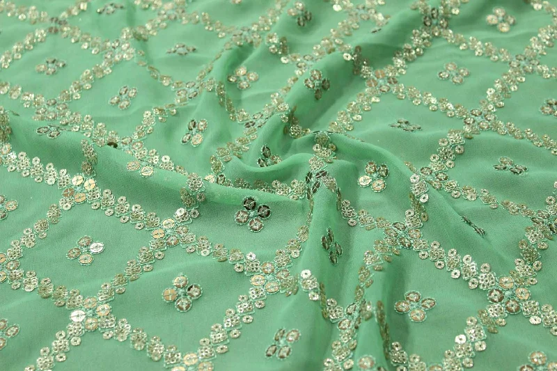 Green Embroidered Georgette Fabric Polka dot unclassified dresses