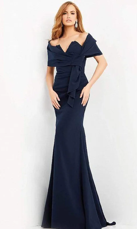 Jovani - 06403 Sweetheart Ruched Sheath Dress with Shawl Cotton unclassified dresses