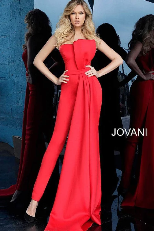 Jovani 1093ASC - Strapless Bow Bodice Jumpsuit Boho unclassified dresses