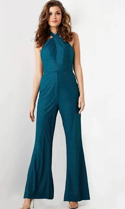 Jovani 25977 - Crisscross Halter Sleeveless Jumpsuit Elegant unclassified dresses