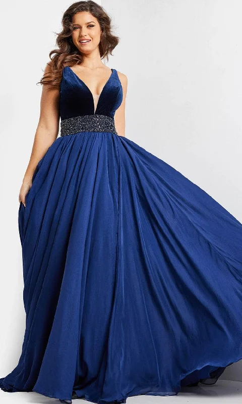 Jovani 26201 - Embellished Waist A-Line Prom Dress Satin unclassified dresses