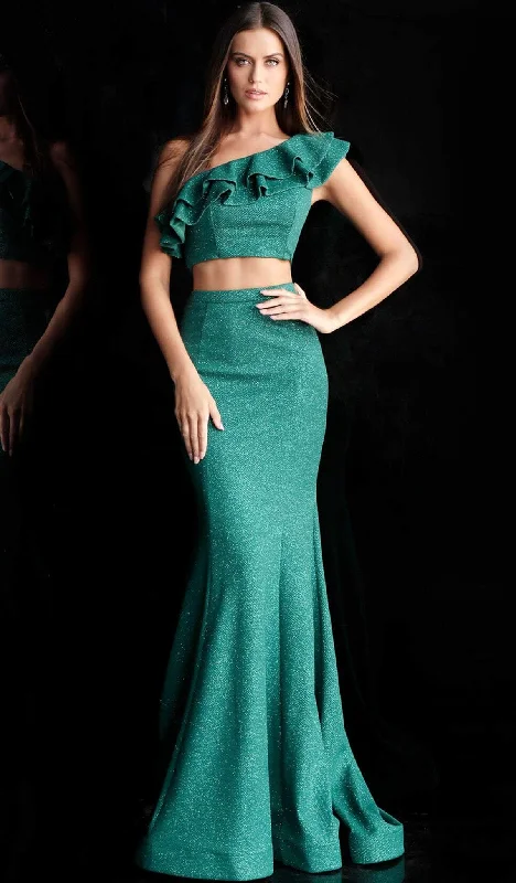 Jovani - 66271 Two Piece Ruffled Asymmetric Mermaid Dress With Train Popular unclassified dresses