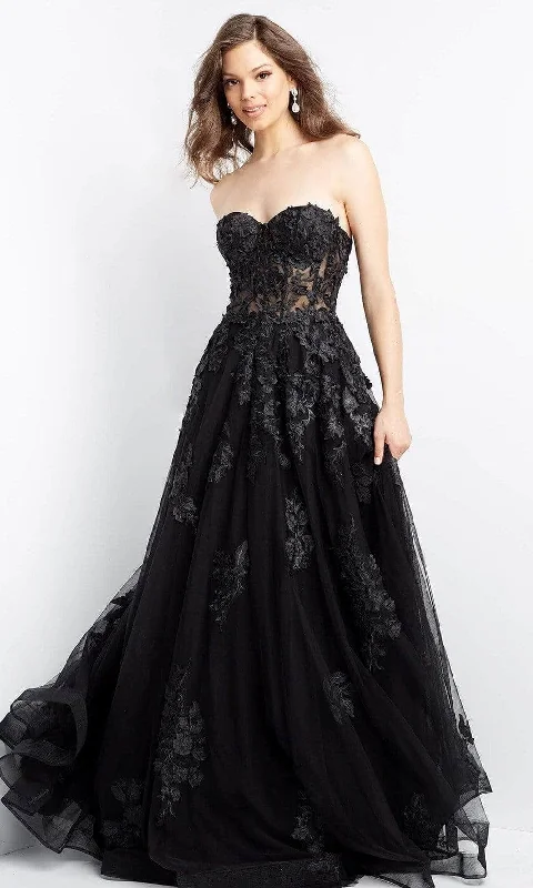 Jovani - Applique Corset Prom Dress 07901SC - 1 pc Black In Size 18 Available Summer unclassified dresses