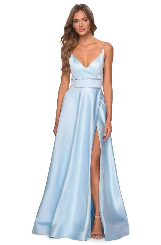 La Femme - Strappy Backless High Slit A-Line Dress 28385SC Preppy unclassified dresses