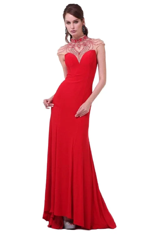 Ladivine 8105 - Beaded High Neck Stretch Knit Prom Dress Engagement unclassified dresses