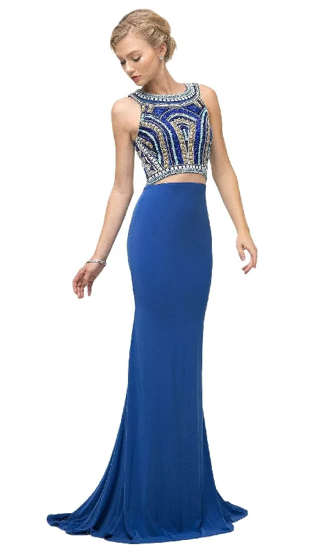 Ladivine CK39 - Beaded Two Piece Halter Neck Prom Dress Breathable unclassified dresses