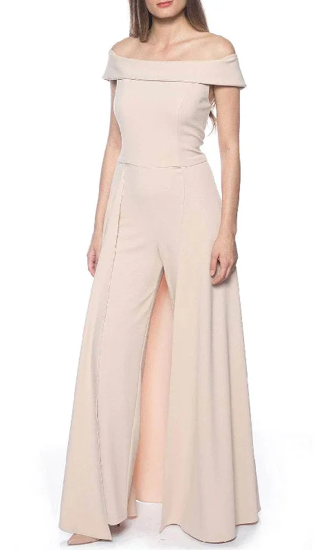 Marina 267334 - Off Shoulder Crepe Jumpsuit Unique unclassified dresses