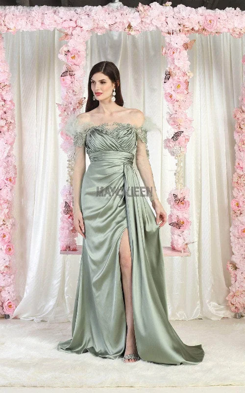 May Queen RQ8002 - Ruched Sweetheart Prom Dress With Slit Smocked unclassified dresses