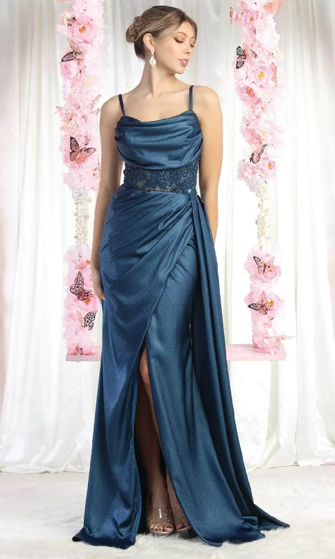 May Queen RQ8020 - Cowl Embroidered Prom Dress Vacation unclassified dresses