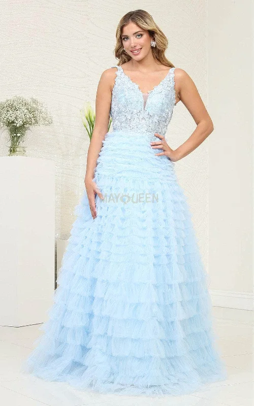 May Queen RQ8123 - Tiered A-Line Prom Dress Wrap unclassified dresses