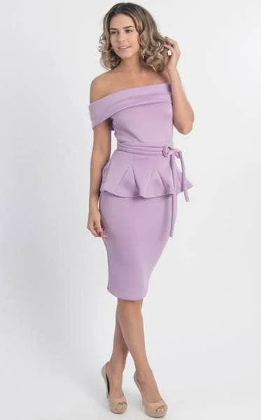 MNM Couture - L0003 Peplum Knee-Length Formal Dress Formal unclassified dresses