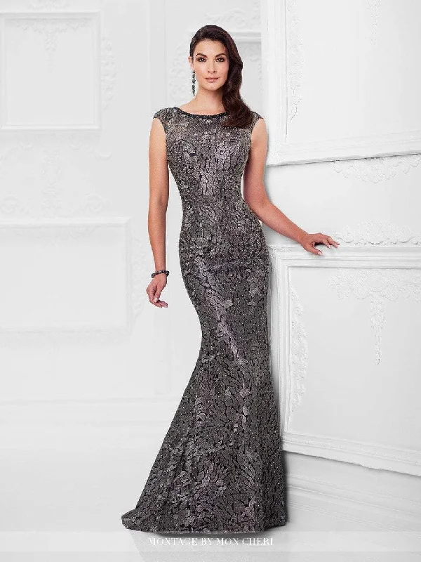 Mon Cheri Embroidered Beaded Bateau Trumpet Dress in Pewter 117922 Festival unclassified dresses