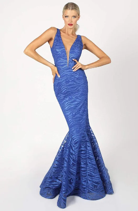 Nicole Bakti - 6983 Deep V-neck Mermaid Dress With Open Back Casual chic unclassified dresses