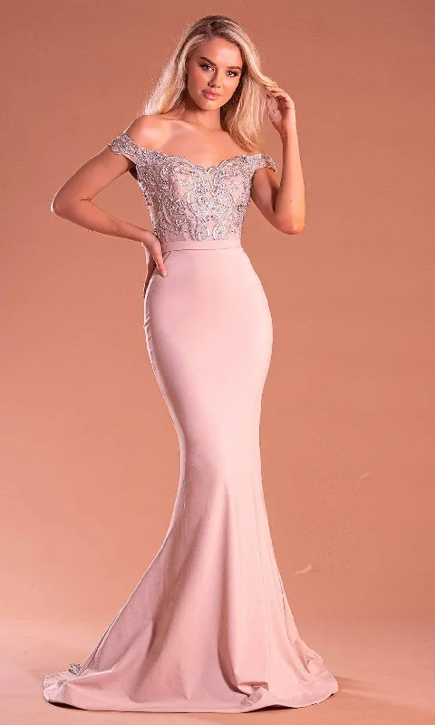 Portia and Scarlett - PS21190 Embroidered Off Shoulder Mermaid Dress Striped unclassified dresses