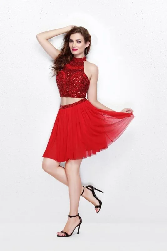 Primavera Couture - 1315 Beaded Halter Neck Two-Piece Dress - 1 pc Red in Size 6 Available Backless unclassified dresses