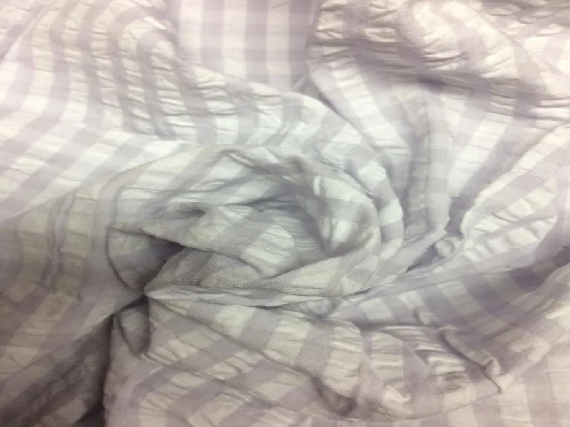 Purple & White Check Seersucker Cotton Fabric Chiffon unclassified dresses