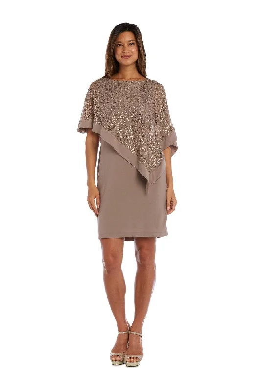 R&M Richards 8749P - Embellished Asymmetric Poncho Formal Dress Minimalist unclassified dresses