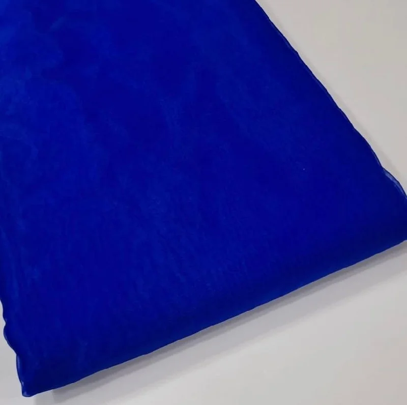 Royal Blue Plain Nylon Organza Fabric Street style unclassified dresses