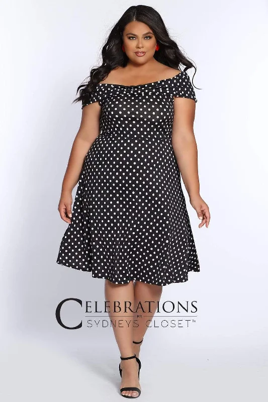 Sydney's Closet - CE2003 Polka Dot Off Shoulder A-Line Dress Wedding guest unclassified dresses