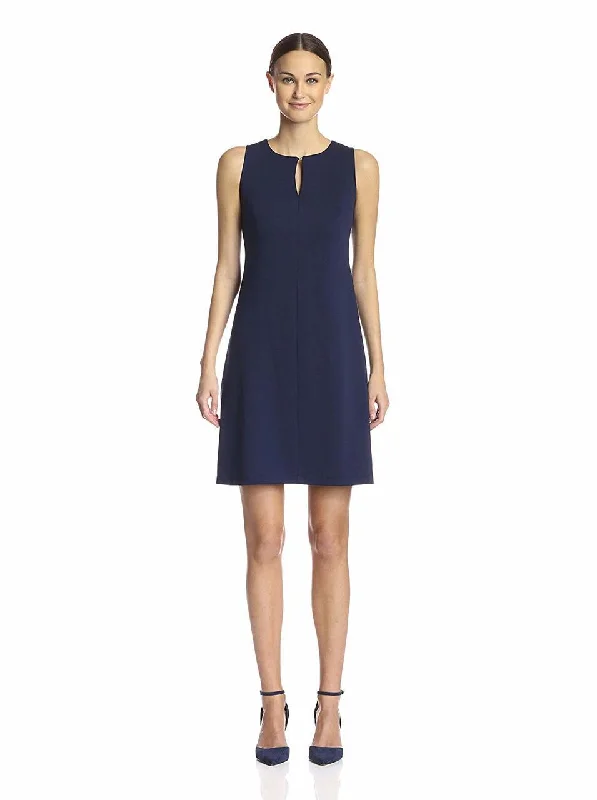 Taylor 5489M Sleeveless Keyhole Neckline Ponte Dress  - 1 pc Navy In Size 14 Available Minimalist unclassified dresses