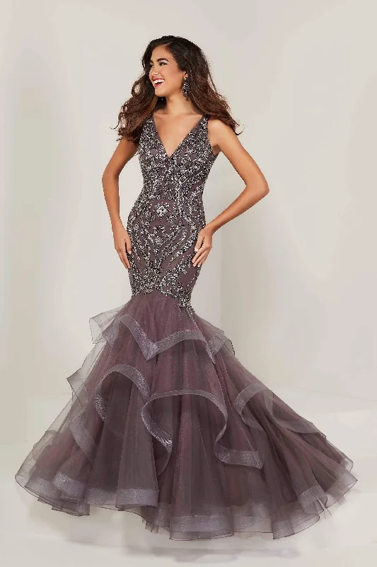 Tiffany Designs - Bead-Ornate Layered Flare Mermaid Dress 16351 Travel unclassified dresses