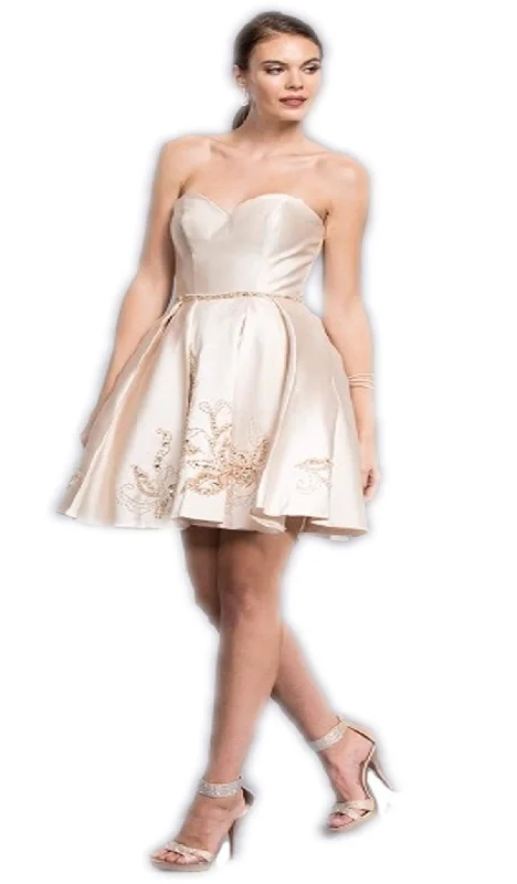 Trevi Collection - Beaded Strapless A-line Homecoming Dress Everyday wear unclassified dresses