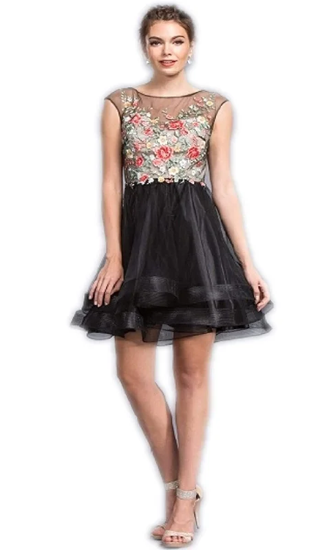 Trevi Collection - Embroidered Illusion Bateau Homecoming Dress Office unclassified dresses