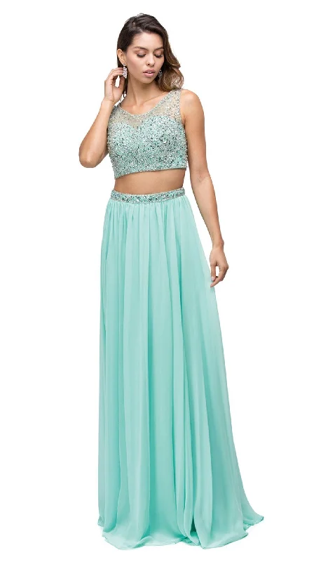 Dancing Queen - 9574 Two-Piece Shimmering Beaded Bodice A-line Prom Dress Wrap unclassified dresses