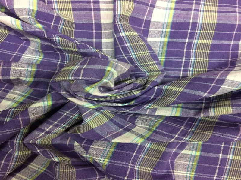 Violet And White Yarn Dyed Cotton Check Fabric Neutral tone unclassified dresses