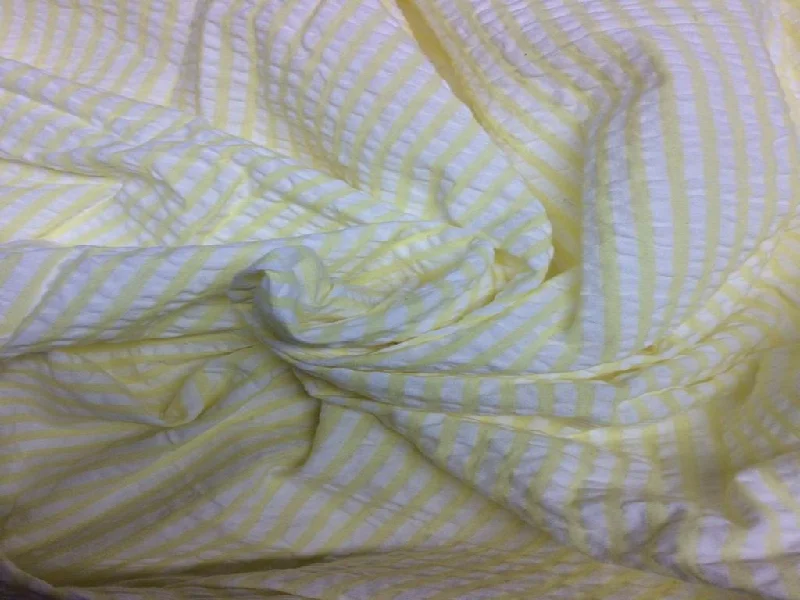 Yellow & White Stripe Seersucker Cotton Fabric Lace unclassified dresses