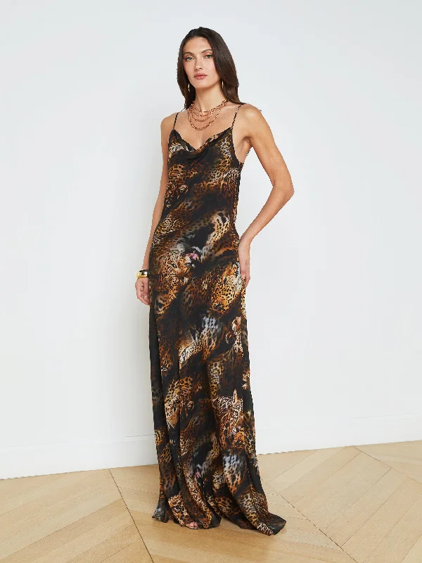 Christine Silk Leopard-Print Dress Edgy floral dresses