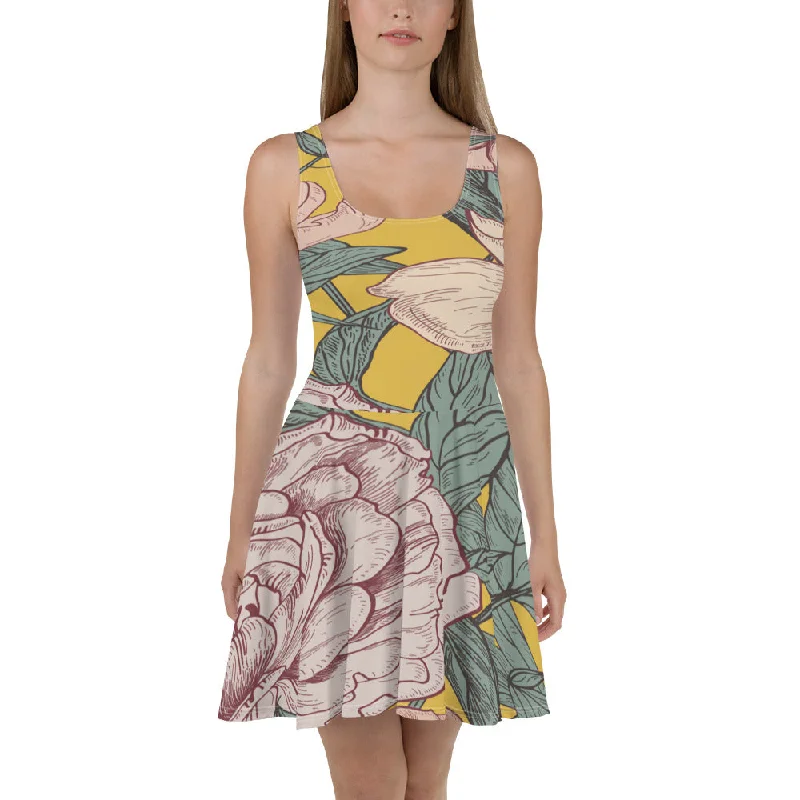 Summer Floral Skater Dress, lioness-love Lightweight floral dresses for hot weather