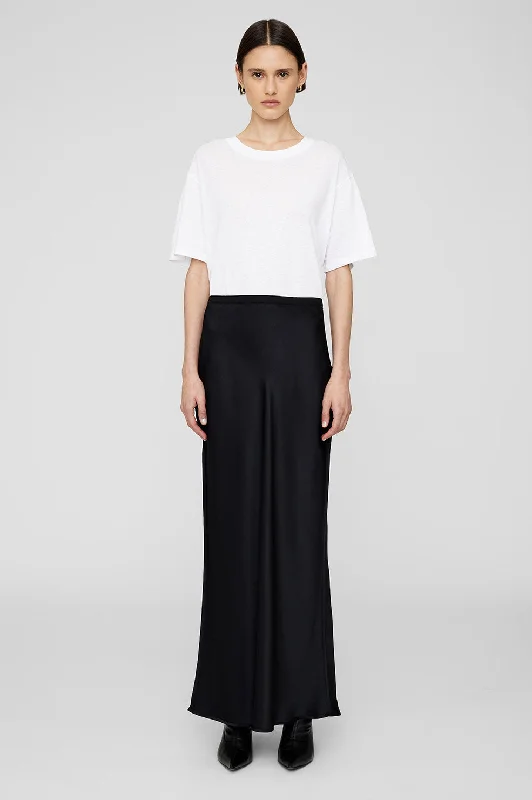 Bar Silk Maxi Skirt - Black Silk Maxi Skirt